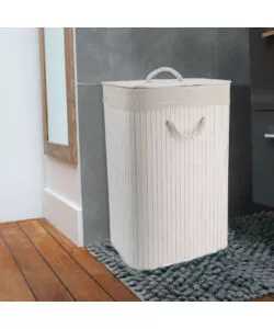 PORTA BIANCHERIA RETTANGOLARE IN BAMBOO - BIANCO.